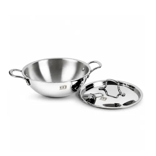 Image of Mercado Triply Stainless Steel Kadhai 22 cm (2.2L) with Lid 