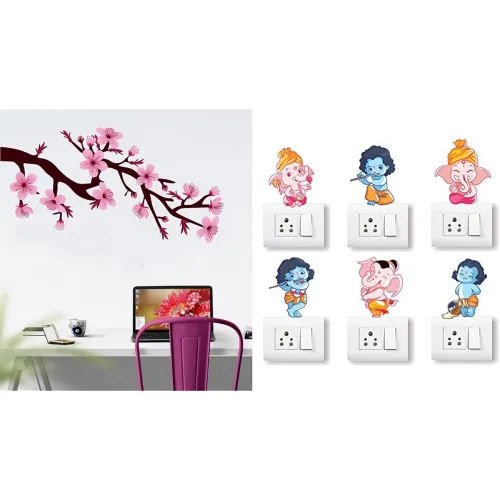 Image of Merical Ganesh & Flower Wall Sticker