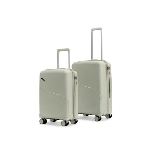 Image of Meridian Set of 2 Trolley Bags Cabin + Medium Polypropylene Hard Suitcase, 8 Spinner Wheels, 2-Pocket Convipack