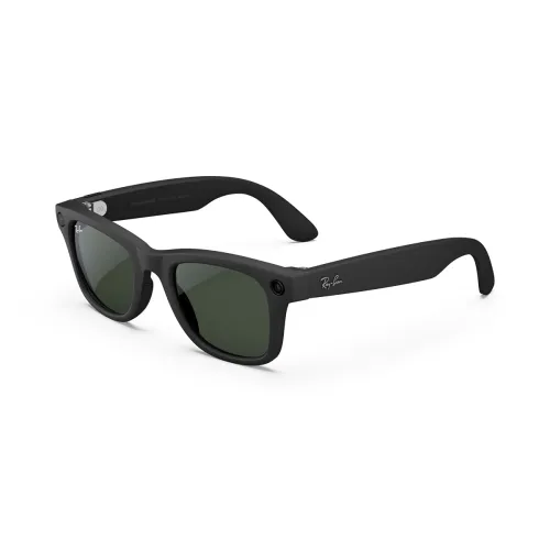 Image of Meta Ray-Ban (Gen 1), Wayfarer, Large Matte Black Smart AI Glasses for Men