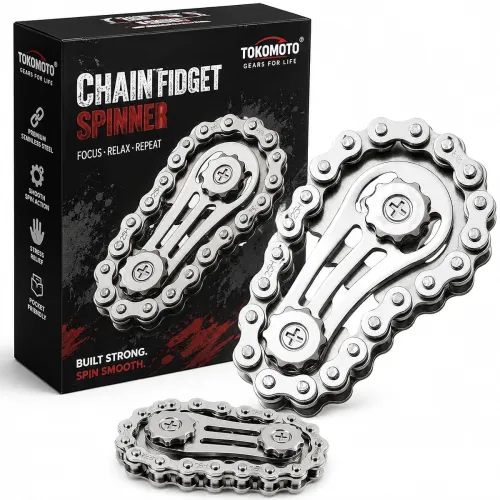 Image of Bike Chain Gear Fidget Spinner Metal Chain Fidget Toy | Stress Anxiety Relief Fidget Toy Finger Spinning Toy for Kids & 