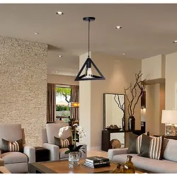 Metal Triangle Shape Hanging Pendant Ceiling Lamp Light - Without Bulb
