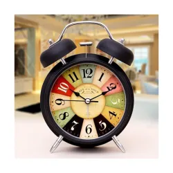 Metal Twin Bell Analog Alarm Clock with Night LED Light