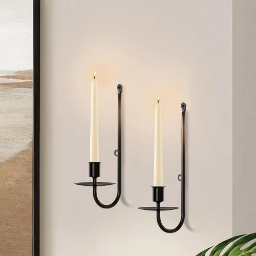 Image of Metal Wall Candle Sconce Holder Set of 2 