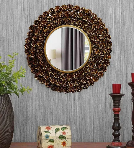 Image of MetalMastery Classic Metallic Rose Decorative Mirror
