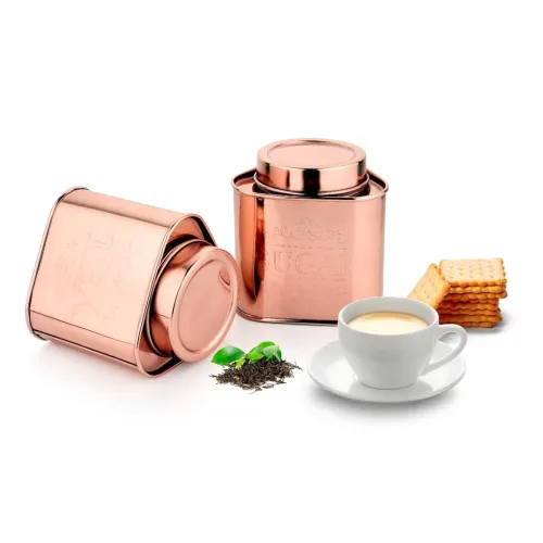 Image of METINOX Tea Sugar JAR Triangle Copper Set of 2