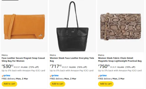 Image of Metro handbags Upto 76% Off