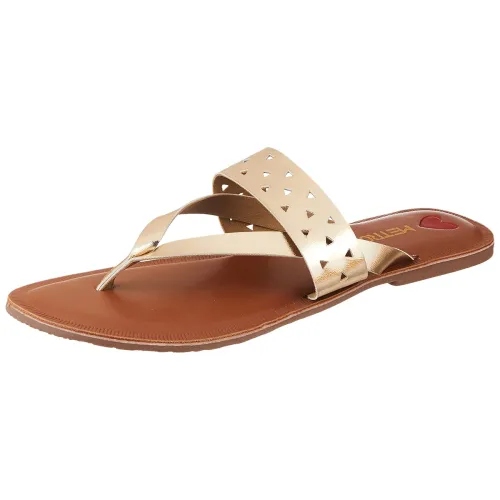 Image of Metro Women's Gold Faux Leather Slip-On Fashion Sandals