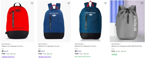 Image of Metronaut Backpacks upto 87% Discount | Starting at ₹199