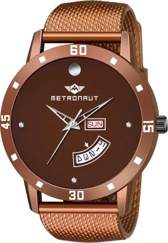 Image of METRONAUT  Brown Day and Date Analog Watch - For Men
