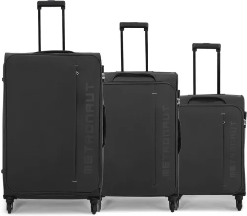 Image of METRONAUT  Soft Body Set of 3 Luggage 4 Wheels - Edge Combo Set-3 (30inch+ 26inch+22inch) - Black