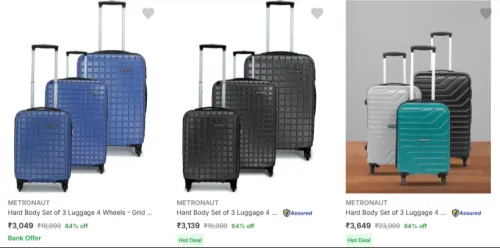 Image of Metronaut Hard Body Suitcases [Pack of 3] @ Starting ₹3049