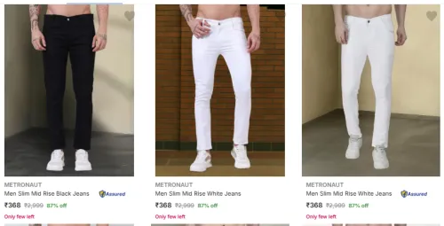 Image of Metronaut Men's Jeans upto 87% Discount