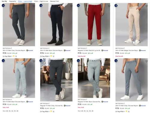 Image of METRONAUT Men's Trousers at minimum 92% Discount