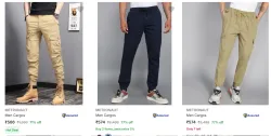 Metronaut Mens Cargos at minimum 70% Discount