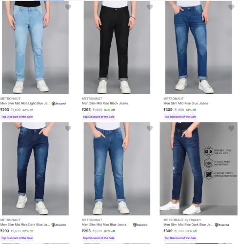 Image of METRONAUT Men's Jeans @ Minimum 80% Discount