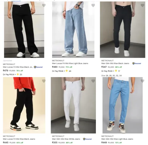 Image of METRONAUT Men's Jeans Starting at ₹347