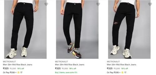 Image of Metronaut Men's Jeans upto 76% Discount