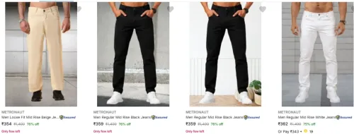 Image of Metronaut Men's Jeans upto 76% Discount