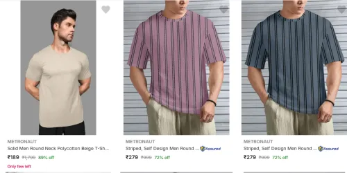 Image of Metronaut Men's T-Shirts upto 89% Discount