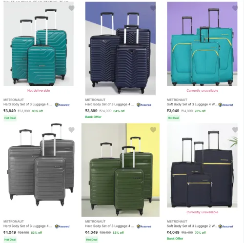 Image of METRONAUT Set of 3 Luggage Up to 85% Discount