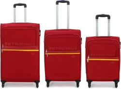 METRONAUT Soft Body Set of 3 Luggage 4 Wheels - Tonlite Combo Set (30inch+26inch+22inch) - Red, Yellow