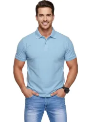 METRONAUT Solid Men Polo Neck Polycotton Light Blue T-Shirt
