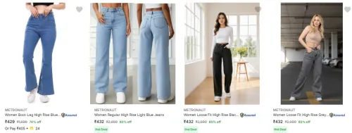 Image of Metronaut Womens Jeans Upto 85% Discount