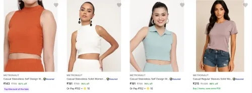 Image of Metronaut Women's Tops upto 86% Discount