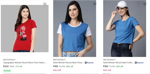 Image of Metronaut Women's T Shirts at minimum 77% Discount