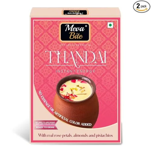 Image of MevaBite Instant Energy Thandai Mix 100g | Traditional Cooling Summer Drink Powder with Real Rose Petals, Dry Fruits, Sp