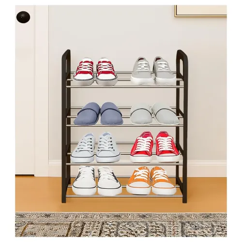 Image of Mevigo Plastic Shoe Rack | 4-Layer Shoe Stand for Home |Shoes Rack Metal Pipe |Portable Slipper Stand for Home,Office /B