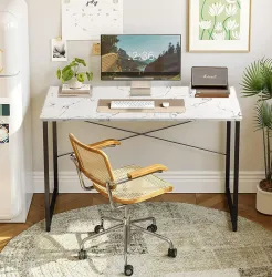 Mevigo Wood Laminated Study Table, Computer Table for Home,Office Table, Desktop Engineered Wood Computer Desk (Straight, Finish Color - Pearl Italian, DIY(Do-It-Yourself))