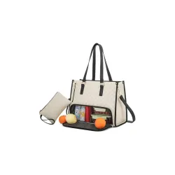 Meyaar Lunch Tote Bag for Women,15.6 Inch Laptop Bag with Insulated Lunch Compartment, Quilted Large Capacity Computer H