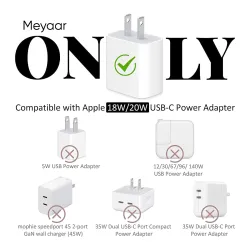Click to enlarge Meyaar 4 in 1 Compatible with Apple iPhone Charger Case Cover | Silicon Charger Case Cover for Apple 18-20W 360 Degree Protection Case with Wire Saver (Black (Bat-Man))