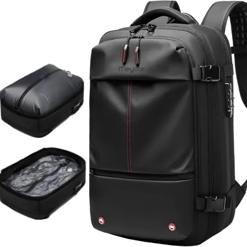 Image of Meyaar Vacuum Compression Travel Backpack for Airplane, 60L Expandable, Anti-Theft, 17.3 inch Laptop Backpack With TSA L
