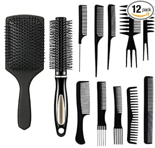 Image of MF® 12 Pieces Hair Brush Comb Set Paddle Hair Brush 