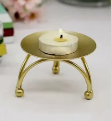 MG handicrafts Iron Tealight Holder (Gold, Pack of 1)