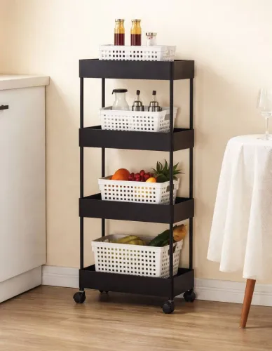 Image of MGKENTERPRISE 4 Compartments plastic Portable Desk organizer (Black)