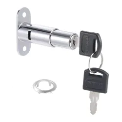 MHS Wardrobe Sliding Door Center Push Key Lock for 25 mm Shutter (Pack of 1), SILVER