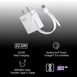 Mi Xiaomi Original 45W Turbo Fast Charger Combo/Rapid Charging with Qualcomm Quick Charge 3.0. Includes USB Type-C 3A Fa