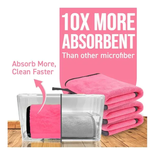 Image of Microfiber Cleaning Cloth, 30x40 cms 600 GSM | Highly Absorbent,Lint and Streak Free, Multi-Purpose Wash Cloth for Kitch