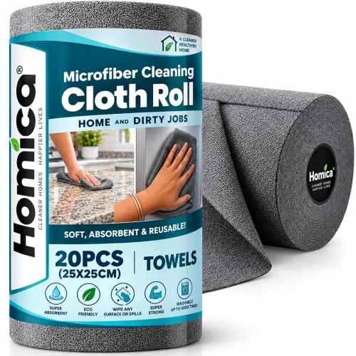 Image of Microfiber Cleaning Cloth Roll 20 Pcs, Reusable & 4000 Times Washable