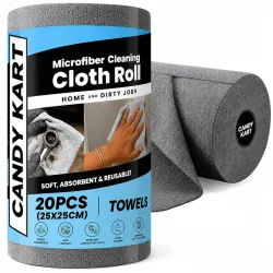 Microfiber Cleaning Cloth Roll, 20Pcs, 4000 Times Washable - 10X Cheaper Than Paper Kitchen Towel Roll - Ultra Absorbent Lint Free Microfiber Cleaning Cloth for Kitchen - Tearable