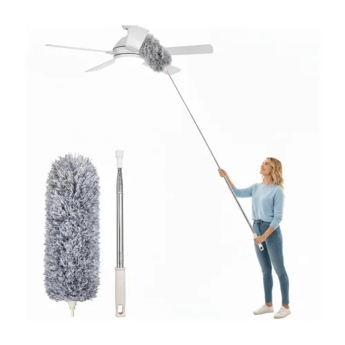 Image of Microfiber Feather Duster Bendable 100 inches Extendable Washable Duster Ceiling Fan 