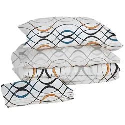 350TC Microfiber Glace Cotton AC Comforter Set King Size Double Bed with 1 Flat bedsheet-90x100 inch and Two Pillow Covers II 4 pc Bedding Set White