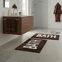 Microfiber Rectangle Anti-Skid Bath Mats | Soft & Super Washable Bathroom Mat | Bathmat for Home/Office/Kitchen/Bathroom/Living Room/Enterance 38x58 Cm Set of 2 (Coffee)