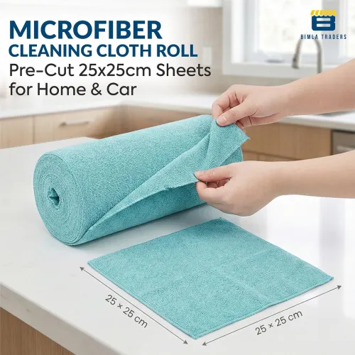 Image of Microfiber Tear-Away Reusable, Washable, 25x25cm 20 Pieces Cleaning Towels Roll
