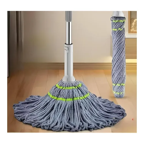Image of Microfiber Twist Mop with Telescopic Stainless Steel Rod for Office Floors