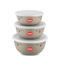 JENSONS Microwave and Oven Safe Stainless Steel Bowls with Lids | 3 Pieces | 600 ml to 1300 ml | Airtight and Leakproof 